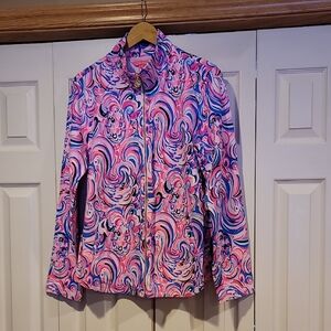 Lilly Pulitzer Pink and Blue Swirl Bomber Jacket